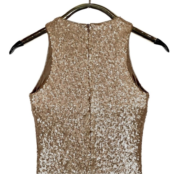 REVELRY ASTIR ROSE GOLD SEQUIN STRETCH SLEEVELESS BRIDESMAID FORMAL GOWN - Picture 7 of 12